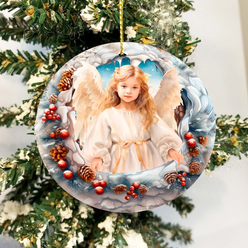 Girl Angel Ornament 3D effect Christmas tree decor Fast Free Shipping
